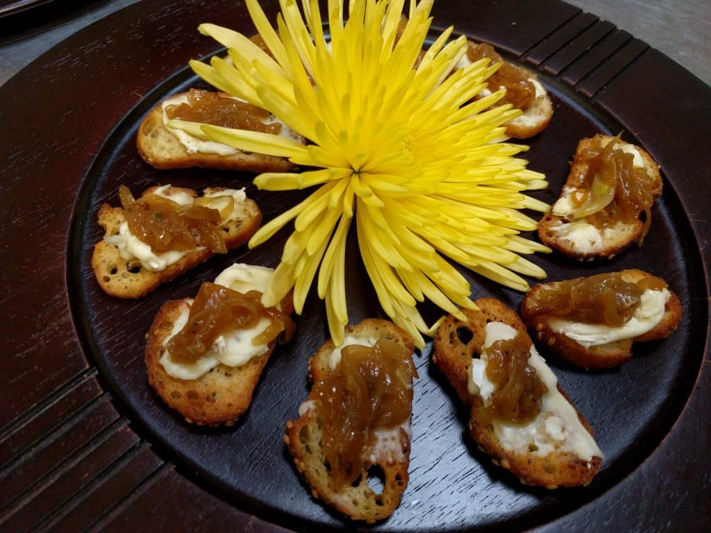 brie and onion bruschettas